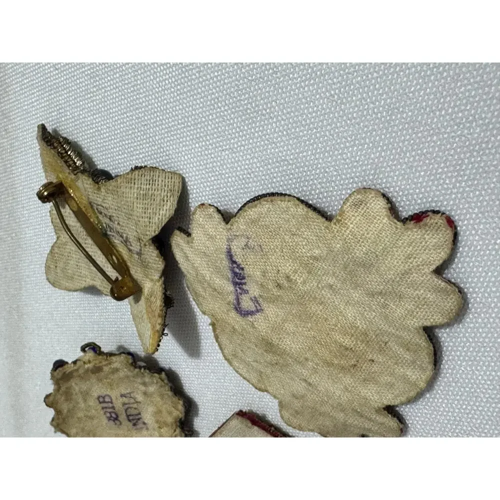 Set of 4 Antique Costume Pearl and beaded Applique Patches